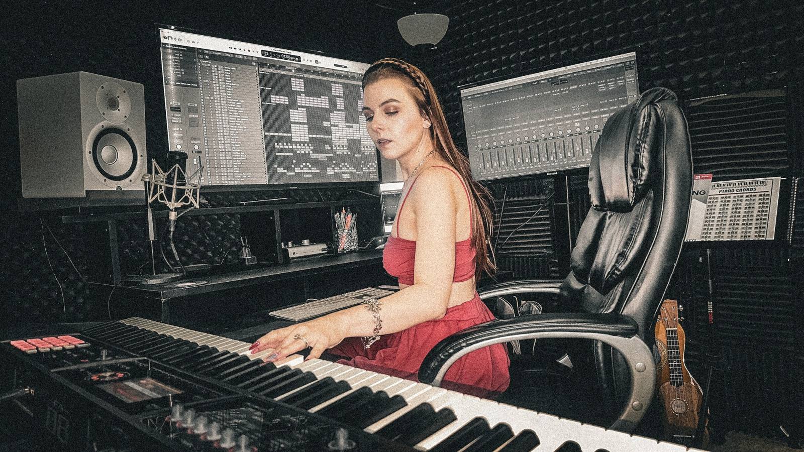 Tana Rose producing in the studio